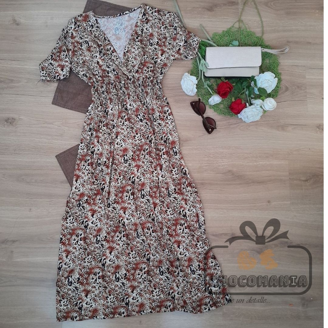 000.2 ANIMAL PRINT V-CUT DRESS ONE SIZE UP TO L