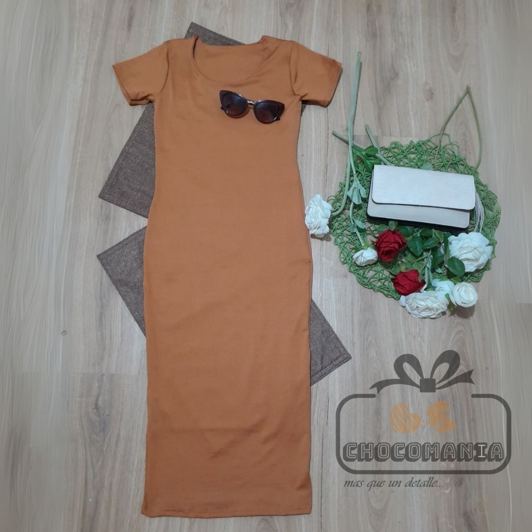 0.4 VESTIDO LARGO LADRILLO TALLA UNICA HASTA UNA S