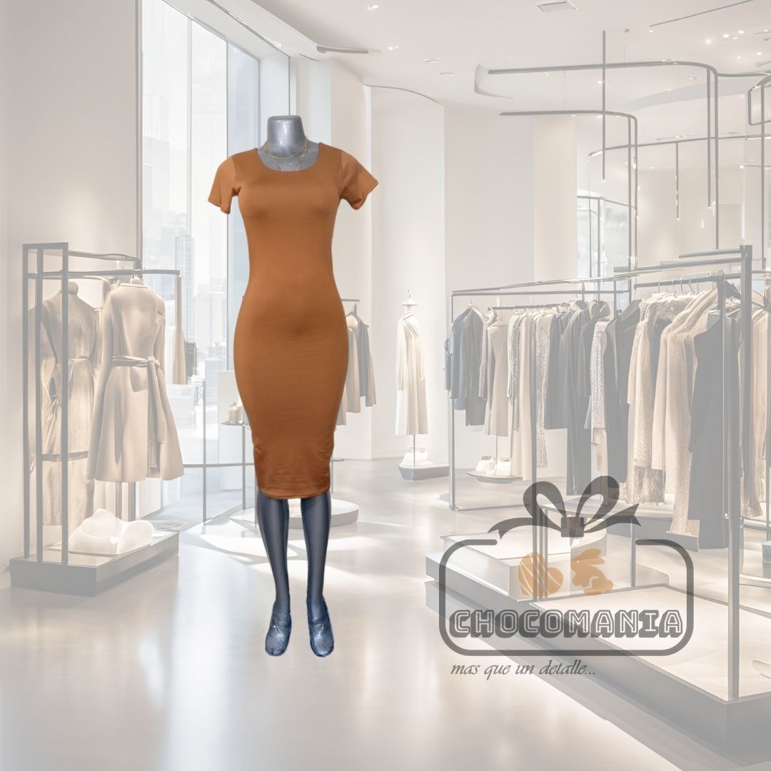 0.4 VESTIDO LARGO LADRILLO TALLA UNICA HASTA UNA S
