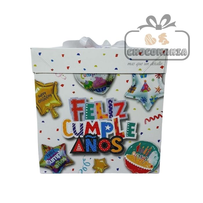 CAJA DE REGALOS MEDIANA 21,5X21,5 CM FELIZ CUMPLEAÑOS