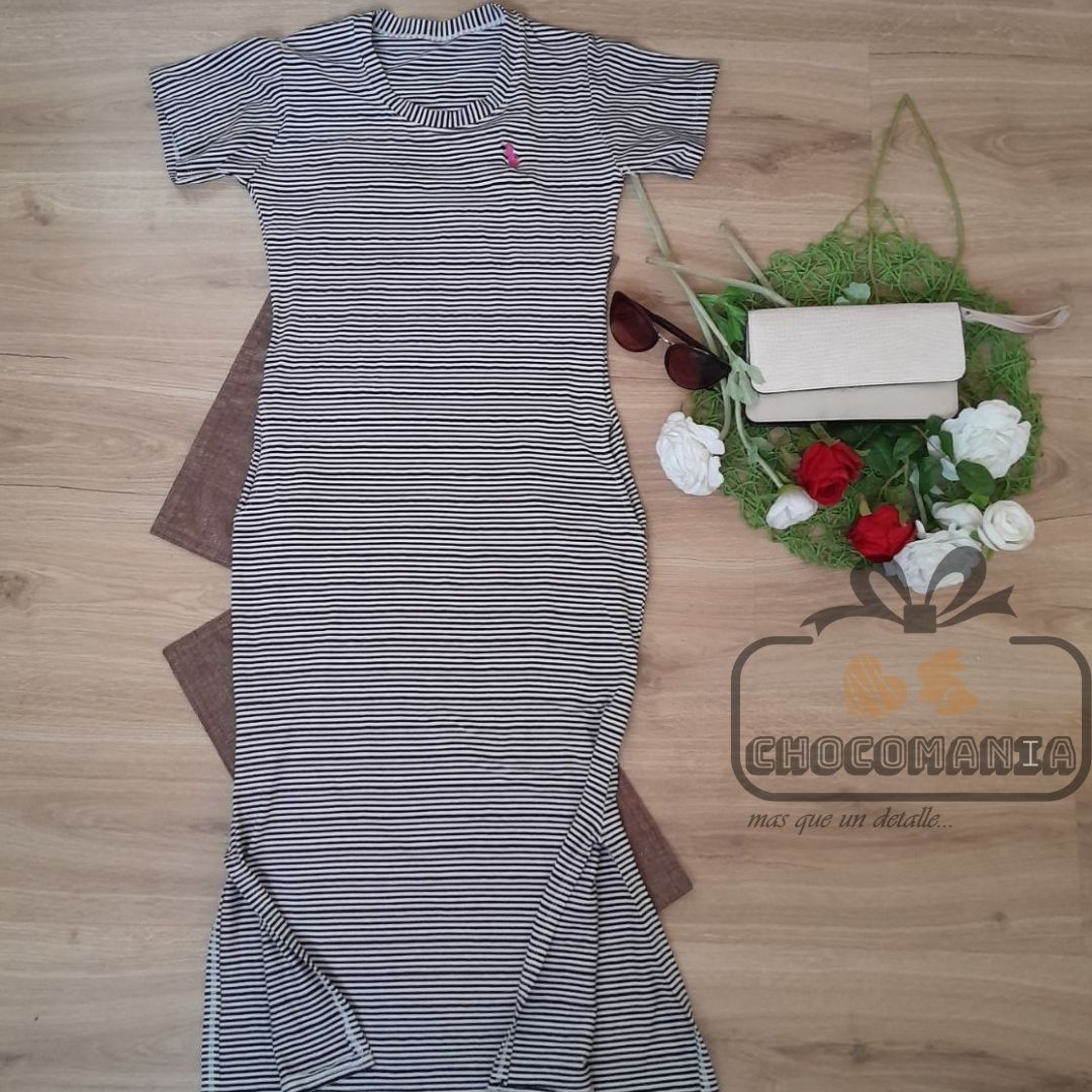 000.9 STRIPED POLO DRESS ONE SIZE UP TO L
