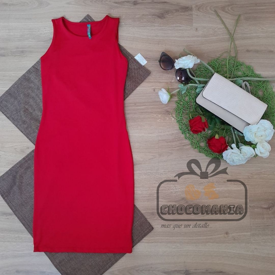 0.7 VESTIDO ROJO SUPLEX TALA UNICA HASTA UNA M