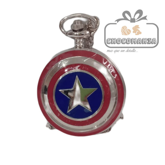 RELOJ DE BOLSILLO Y COLLAR ESCUDO CAPITAN AMERICA