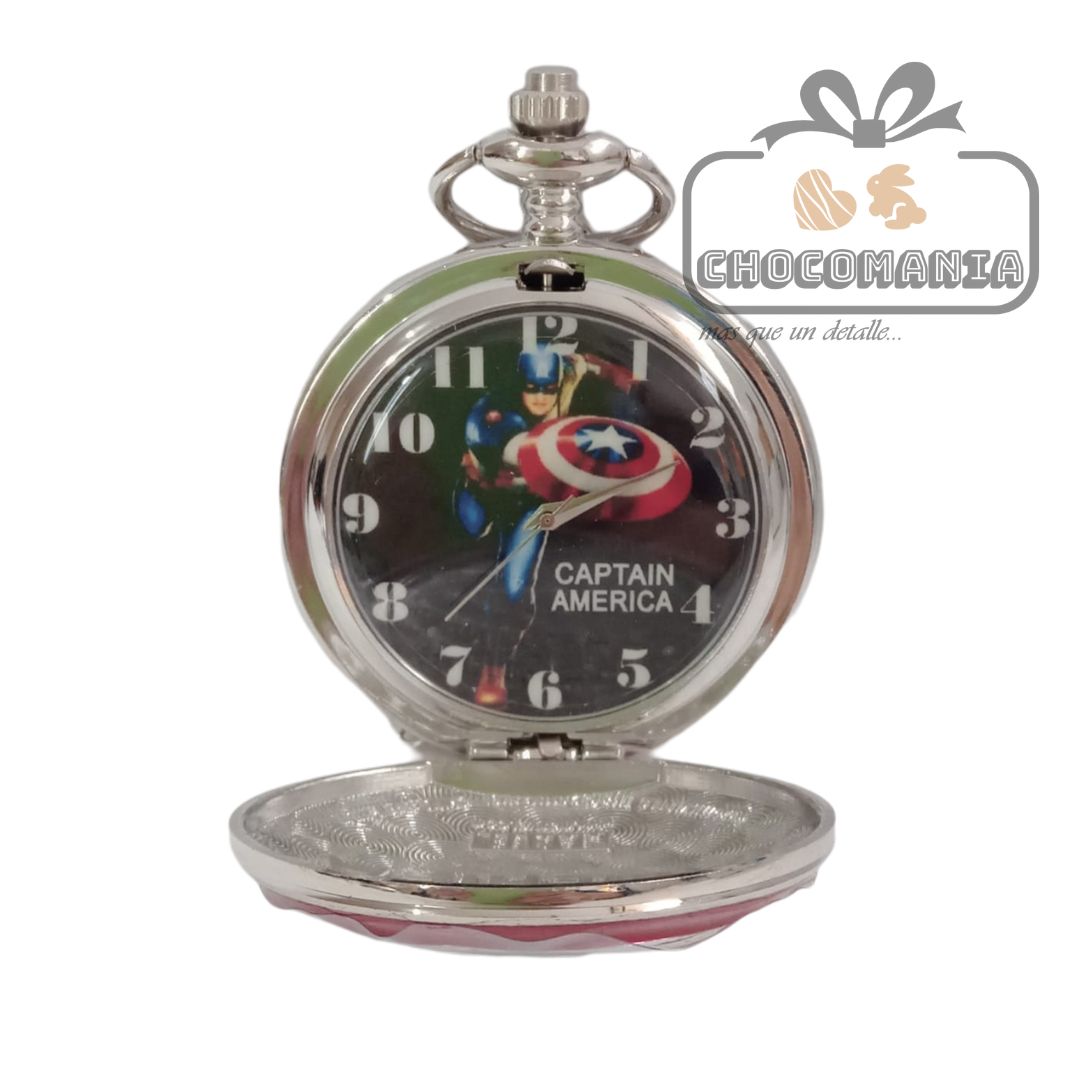 RELOJ DE BOLSILLO Y COLLAR ESCUDO CAPITAN AMERICA