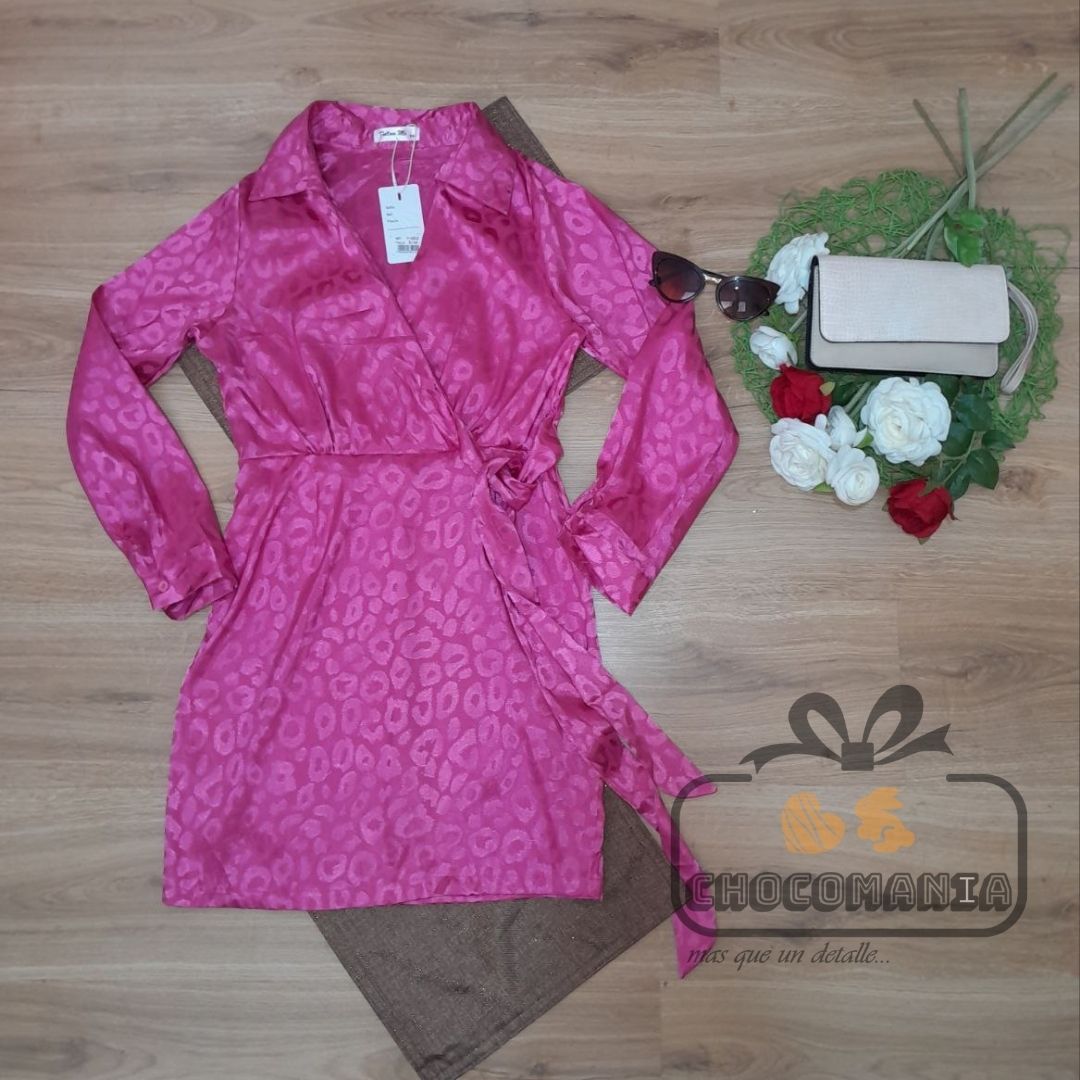 VESTIDO ANIMAL PRINT FUCSIA S/M 👗