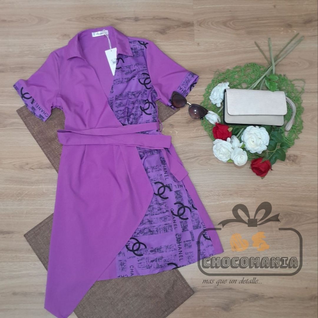 VESTIDO MORADO ESTAMPADO S/M 👗