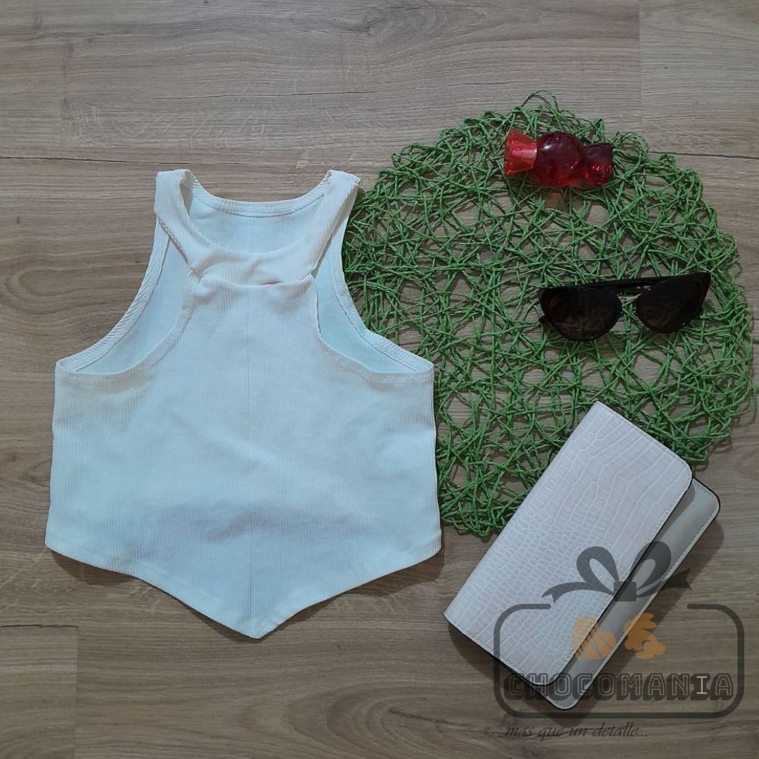 TOP CORTE EN V2 TALLA UNICA HASTA UNA S