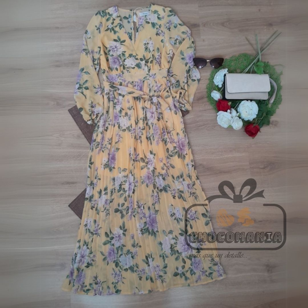 VESTIDO FLORES AMARILLO TALLA S 👗