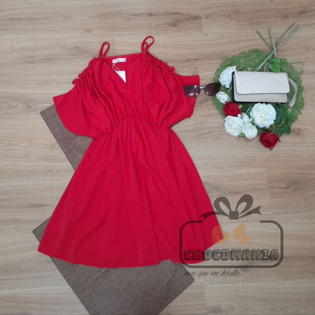VESTIDO CORTO ROJO M/L 👗