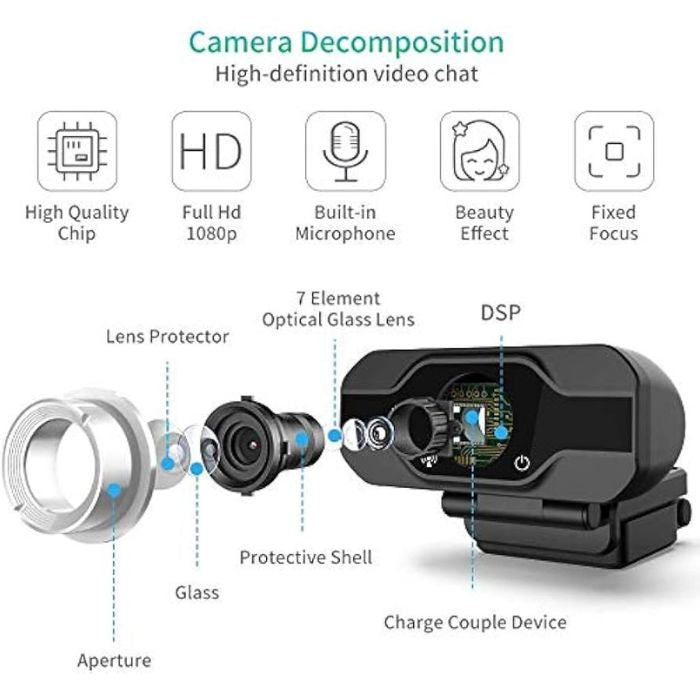 FULL HD 1080 WEB CAMERA BUILT-IN MICROPHONE