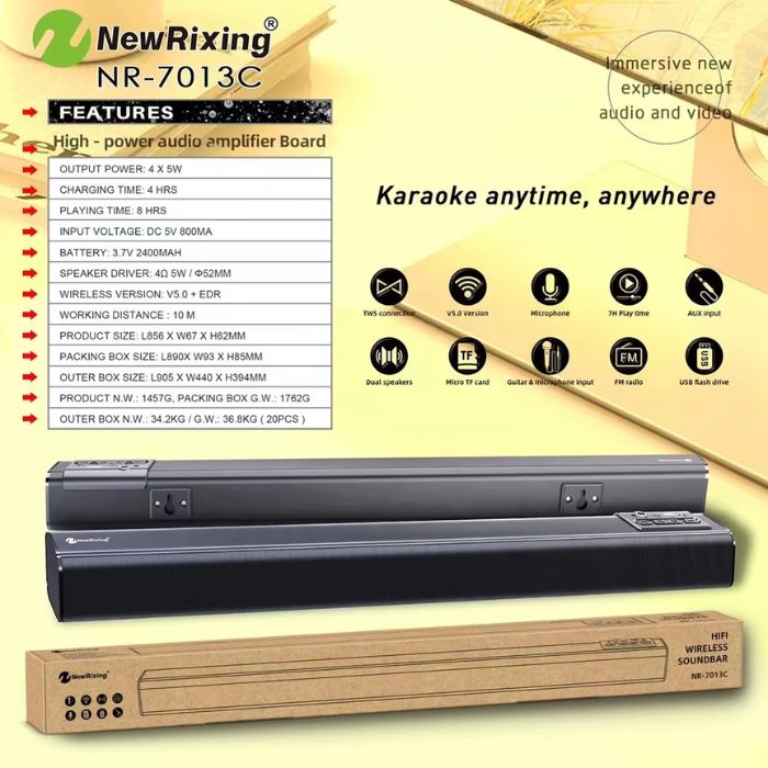 BARRA DE SONIDO RECARGABLE NEWRIXING NR-7013C