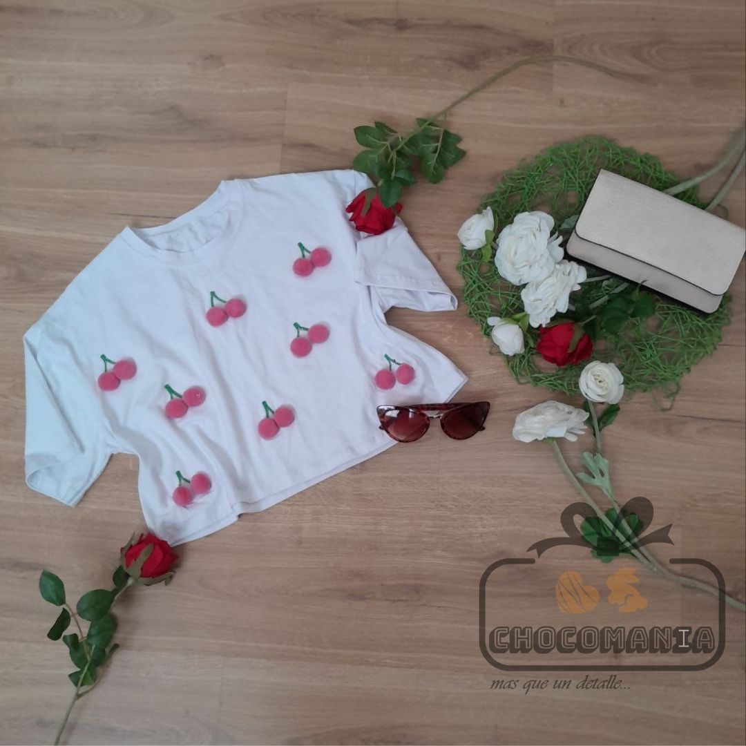 TOP LYCRA OVERSIDE CHERRIES SIZE S/M