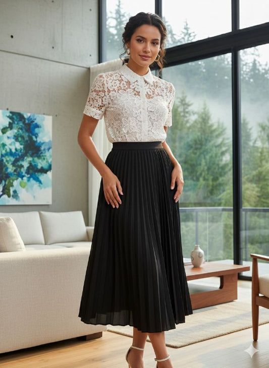 00.2 FALDA PLIZADA NEGRA TALLA UNICA HASTA UNA L