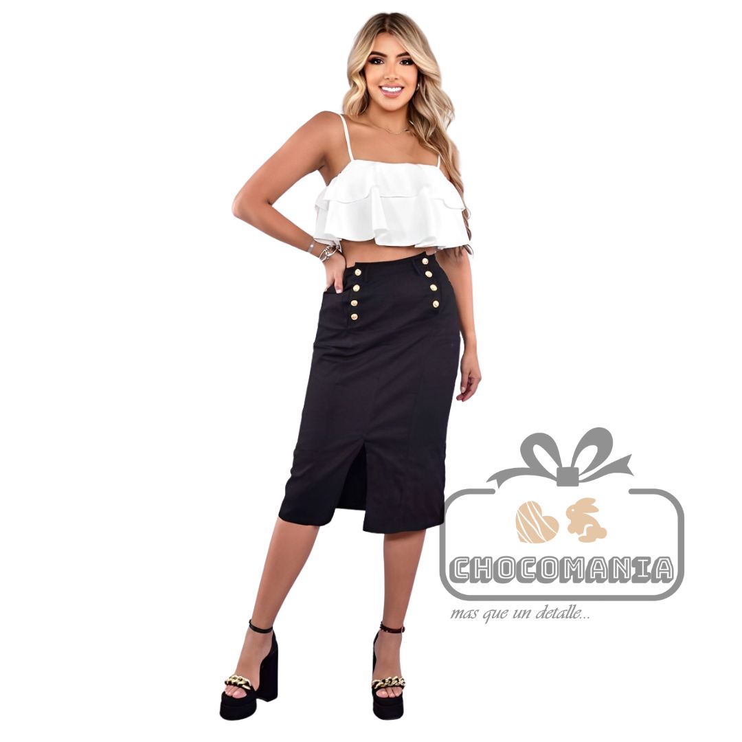 0.9 FALDA JEANS RIGIDO NEGRA TALLA M