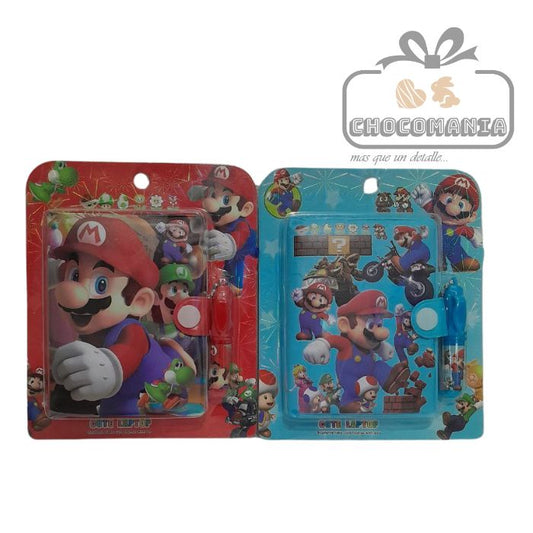 MINI LIBRETA MARIO BROS VARIOS DISEÑOS INCLUYE ESFERO