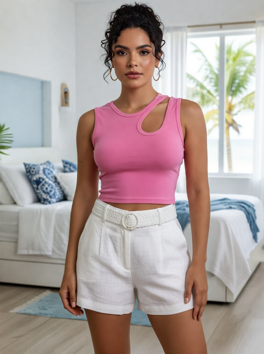 TOP LICRA MEDIA LUNA  TALLA UNICA HASTA UNA L