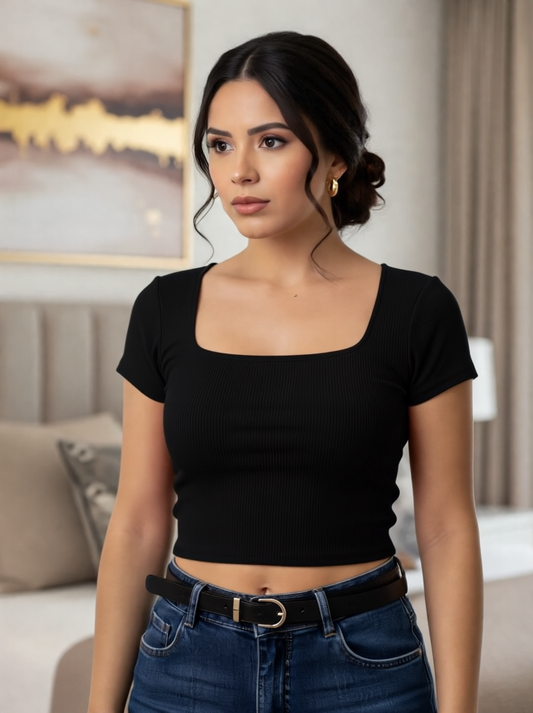 TOP ESCOTE CUADRADO TALLA UNICA HASTA UNA M