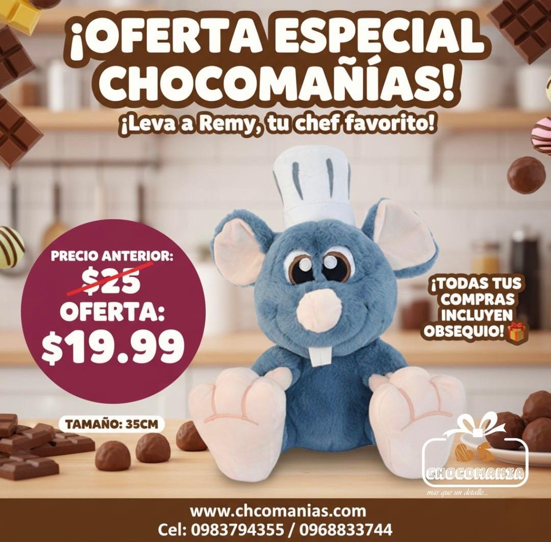 Peluche Remy de Ratatouille 35cm | Disney Pixar | Chocomania 🐀👨🍳