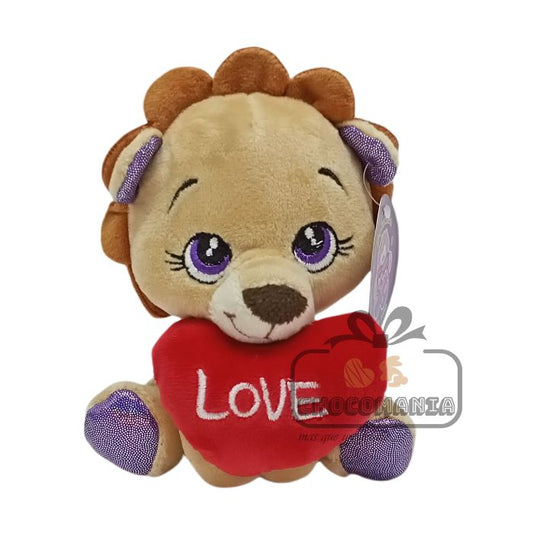 PELUCHE DE LEON CORAZON PEQUENO 15CM SIN LICENCIA