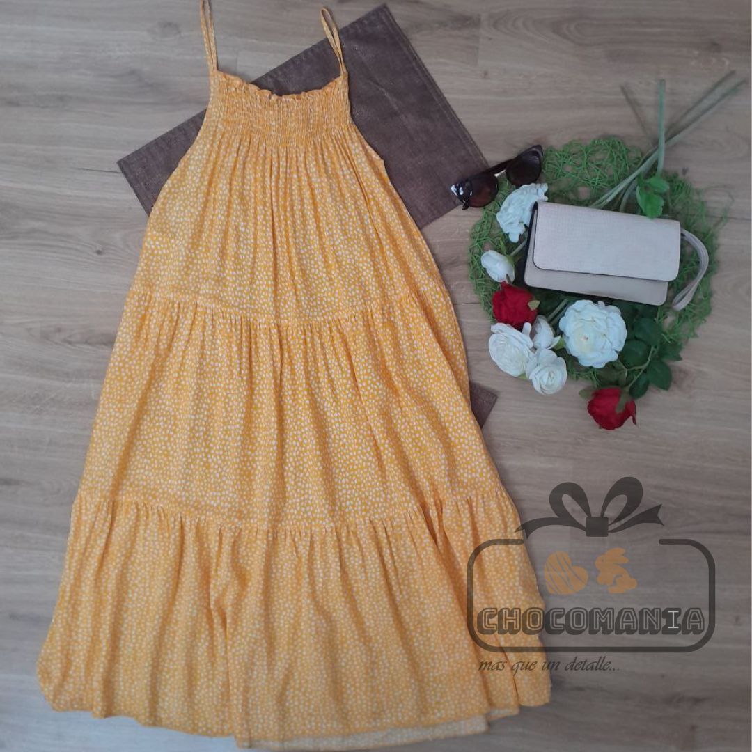 0000.3 YELLOW DOT DRESS ONE SIZE UP TO L