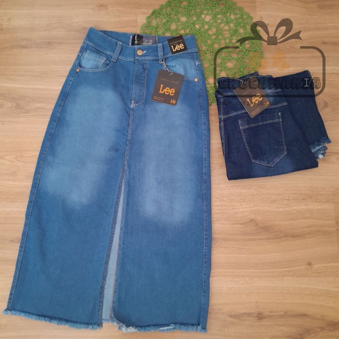 FALDA MAXI JEAN LARGA CON ABERTURA