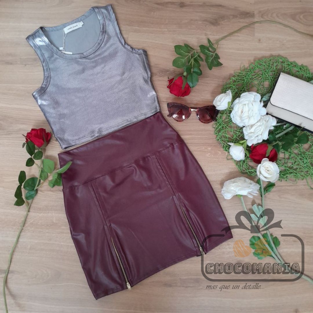 MINI FALDA CUERINA TALLA UNICA XS/S VARIOS COLORES