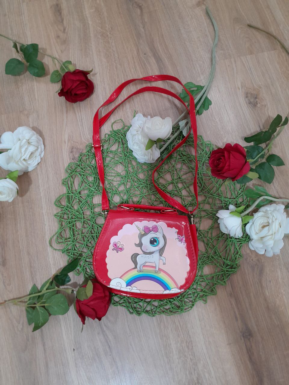 CARTERA DE NIÑA UNICORNIO ROJA