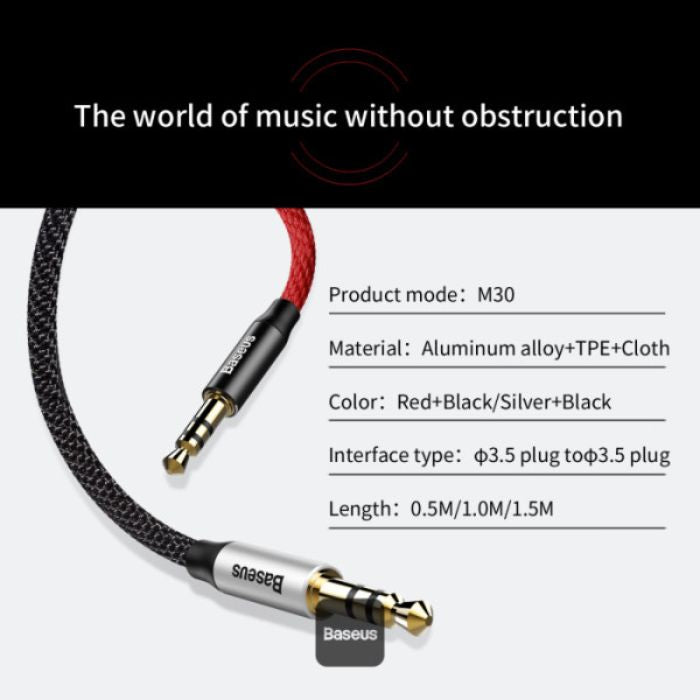 CABLE AUXILIAR AUDIO BASEUS YIVEN M30 ROJO