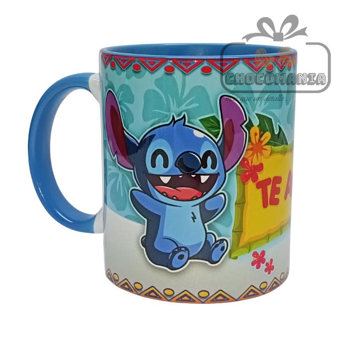 TAZA DE CERAMICA STITCH Y ANGELA TE AMO SUBLIMADA