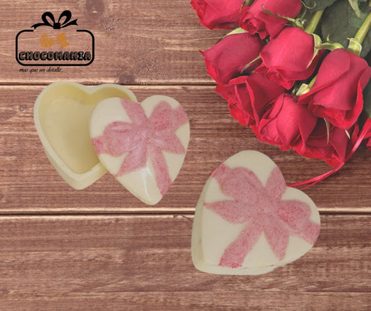 COFRE CORAZON CON LAZO DE CHOCOLATE PEQUEÑO (PEDIDO PREVIO)
