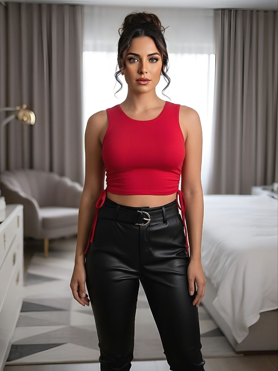 Lycra top with drawstring, one size fits up to a small