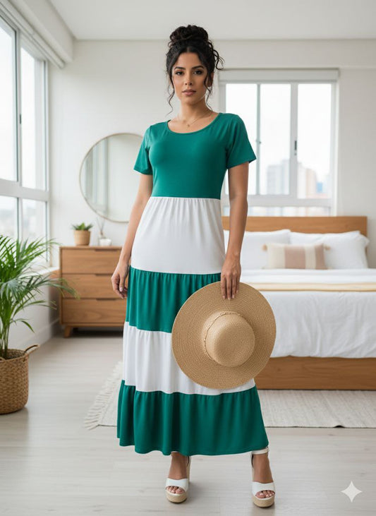 000.1 DOUBLE-COLOR CUT DRESS ONE SIZE UP TO S/M
