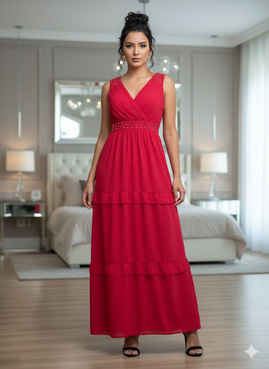0000.5 LONG RED DRESS M/L INCLUDES CUPS