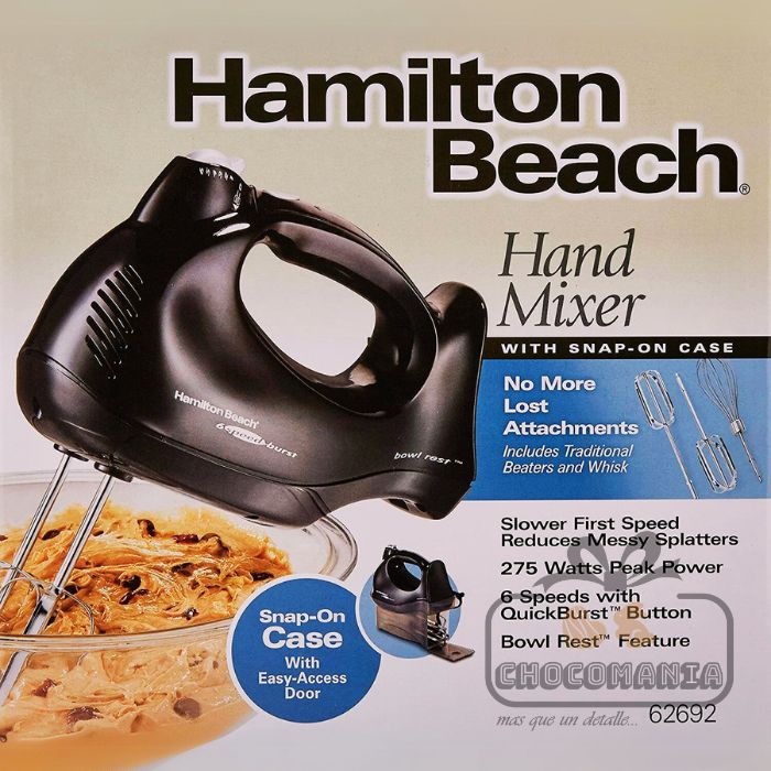 HAMILTON BEACH BLACK HAND MIXER 62692 WITH CASE